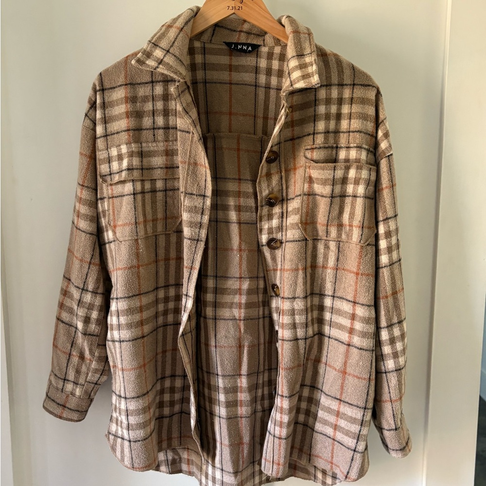 Plaid Tan Button Up Shacket